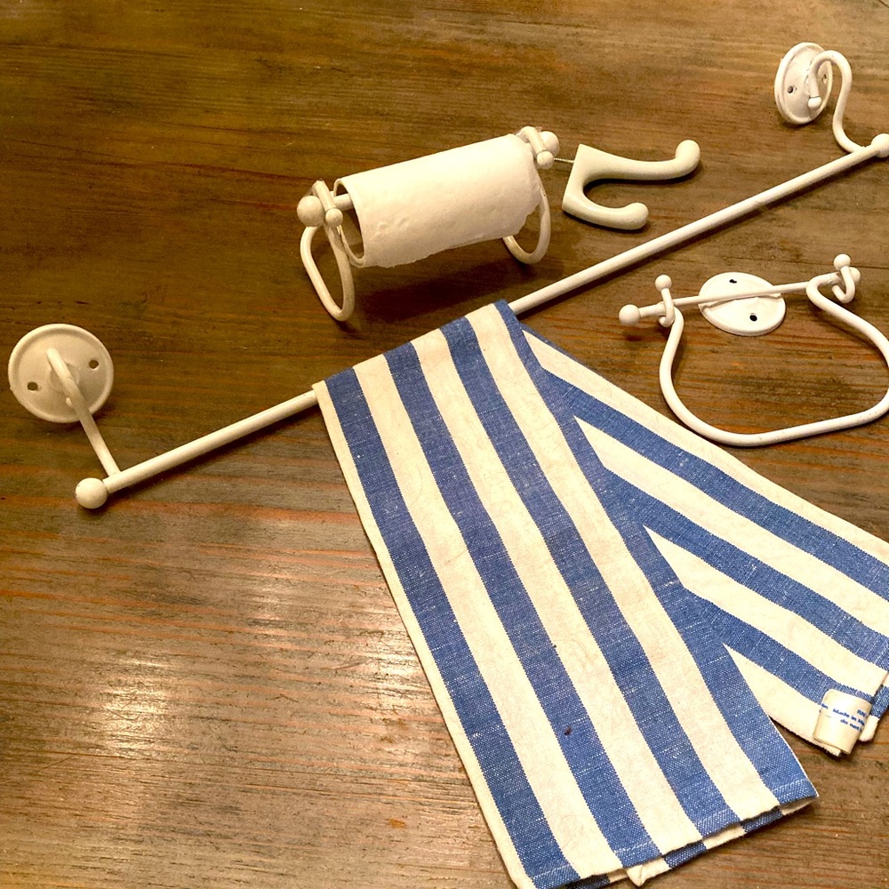 Vintage white enamel Bath Accessories